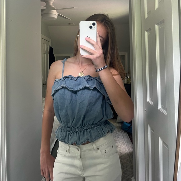 American Eagle Jean Cinched Waist Crop - Picture 1 of 7